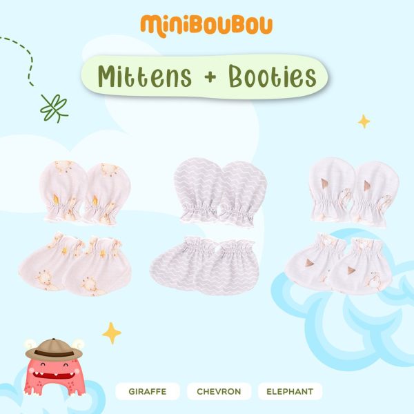 Miniboubou Booties Mittens - Motif mini bou bou kaos kaki bayi kaos tangan bayi