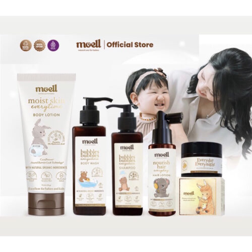 MOELL Bubbles Bubbles Everywhere Shampoo || Body Wash || Moist Skin Everytime Body Lotion || Nourish Everyday Hair Lotion || Natural Organic || SLS Free || Moell Sunscreen