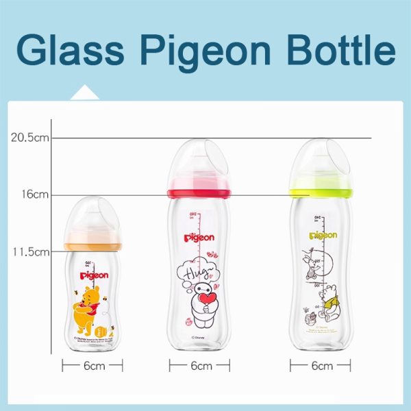 Pigeon Glass Wide Neck Bottle 160ml / 240ml 5oz 8oz Feeding Milk Bottle DOT BPA FREE ppsu