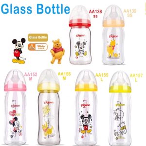 Pigeon Glass Wide Neck Bottle 160ml / 240ml 5oz 8oz Feeding Milk Bottle DOT BPA FREE ppsu