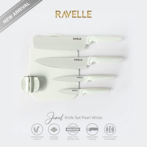 Pisau Set Ravelle - Jewel Knife Set 6in1 Ravelle - Pearl White