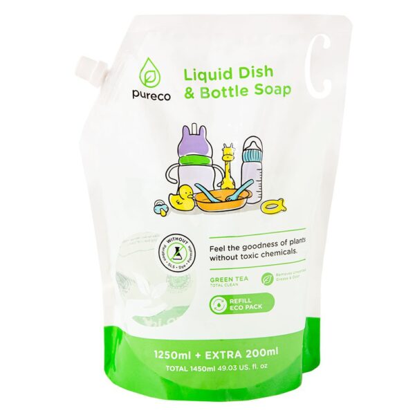 Pureco Liquid Detergent Softener Dishwash 1450ml 1.45L Pureco Pouch Sized -1450ml