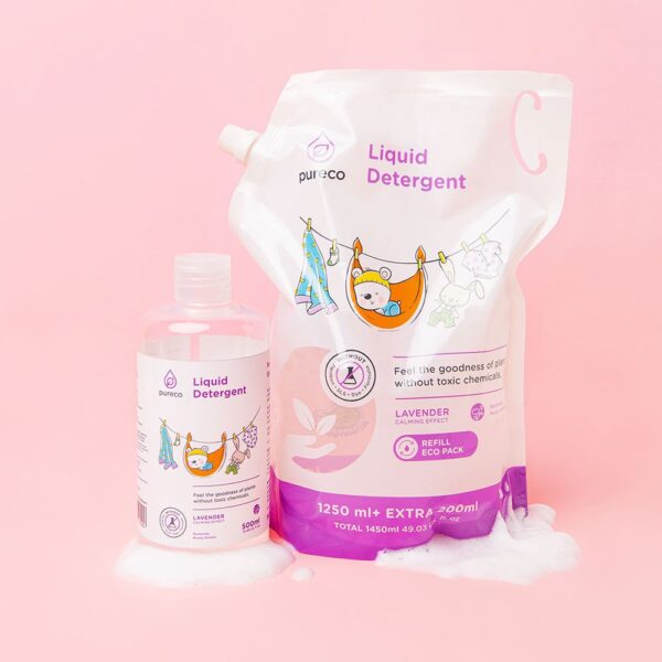 Pureco Liquid Detergent Softener Dishwash 1450ml 1.45L Pureco Pouch Sized -1450ml