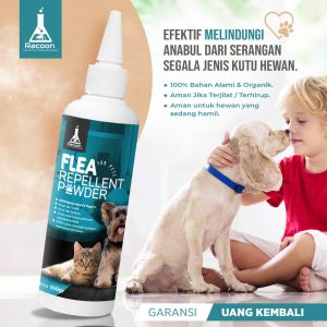 RACOON Bedak Pencegah Kutu Hewan 100% Bahan Alami & Organik Flea Repellent