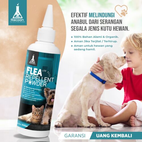 RACOON Bedak Pencegah Kutu Hewan 100% Bahan Alami & Organik Flea Repellent