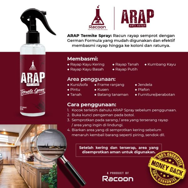 Racoon Obat Anti Rayap Spray ARAP / Racun Rayap Semprot Cair