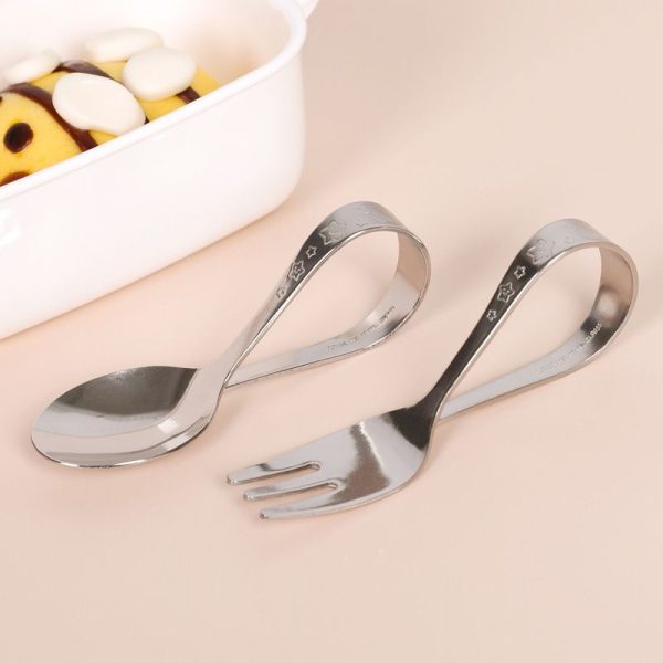 READY STOCK SENDOK AJAIB Sendok Garpu anak Stainless steel training spoon fork sendok BLW Sendok Makan Anak Ducktip Made In Japan baby kingdom