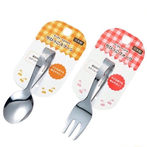 READY STOCK SENDOK AJAIB Sendok Garpu anak Stainless steel training spoon fork sendok BLW Sendok Makan Anak Ducktip Made In Japan baby kingdom