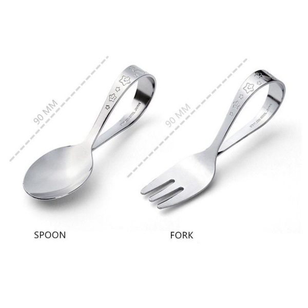 READY STOCK SENDOK AJAIB Sendok Garpu anak Stainless steel training spoon fork sendok BLW Sendok Makan Anak Ducktip Made In Japan baby kingdom