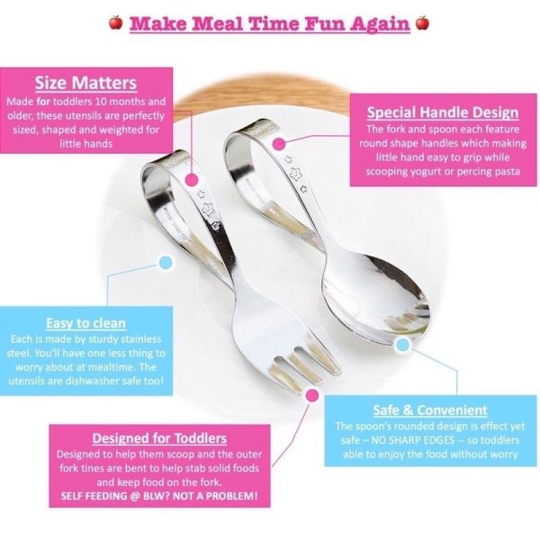 READY STOCK SENDOK AJAIB Sendok Garpu anak Stainless steel training spoon fork sendok BLW Sendok Makan Anak Ducktip Made In Japan baby kingdom