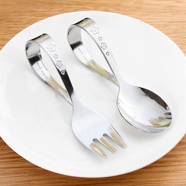 READY STOCK SENDOK AJAIB Sendok Garpu anak Stainless steel training spoon fork sendok BLW Sendok Makan Anak Ducktip Made In Japan baby kingdom