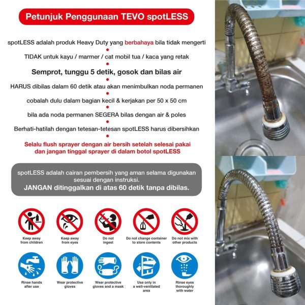 READY STOCK Tevo Spotless SPOTLess+ Pembersih kerak air Kerak Jamur pembersih wajan Kaca Stainless