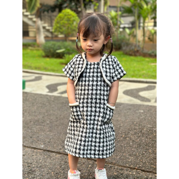 Roona Korean Tweed Dress For Kids - Import Quality