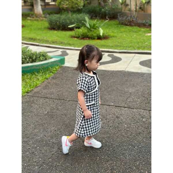 Roona Korean Tweed Dress For Kids - Import Quality