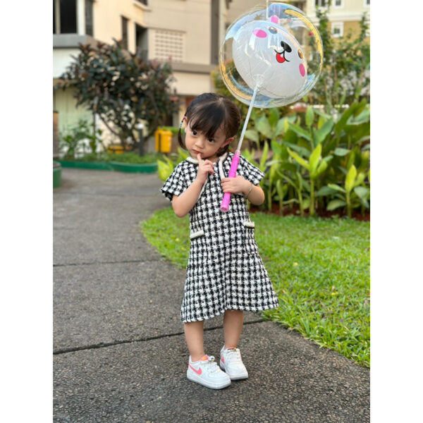Roona Korean Tweed Dress For Kids - Import Quality