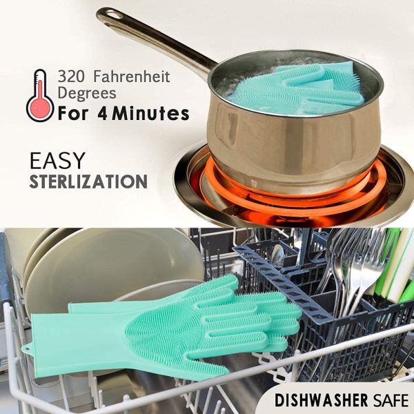 SEPASANG Multi Purpose Gloves Brush Sarung Tangan Sikat silicone oven dapur cuci piring Magic Glove