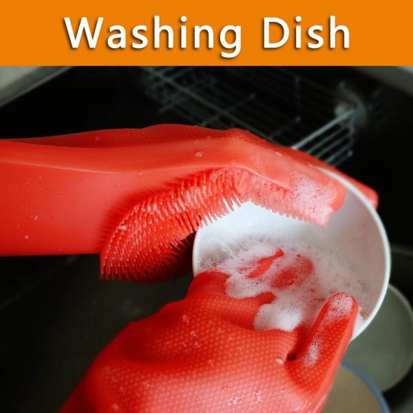 SEPASANG Multi Purpose Gloves Brush Sarung Tangan Sikat silicone oven dapur cuci piring Magic Glove
