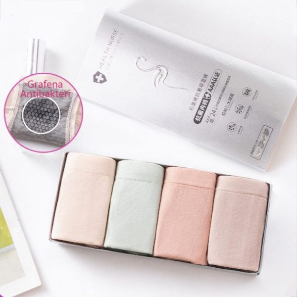 [Set Kotak 4pcs] Celana dalam antibakteri graphene wanita Pakaian Dalam CD anti bacterial seamless