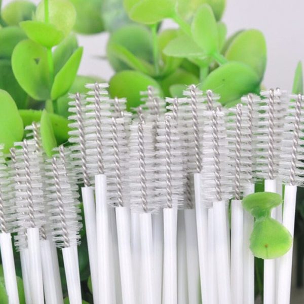 Sikat Sedotan bayi Plastik Putih Stainless