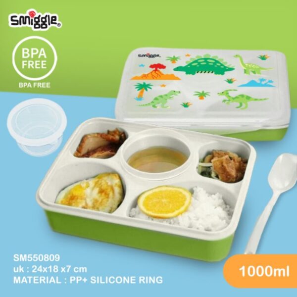 SMIGGLE bento soup lunchbox sekat  5 locked animals BPA FREE SM550809