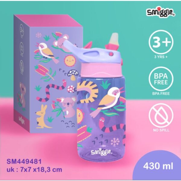 SMIGGLE junior Botol Air Minum Anak Sedotan silicone 430ml dan 750ml