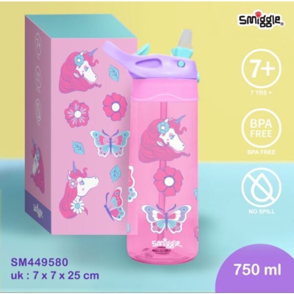 SMIGGLE junior Botol Air Minum Anak Sedotan silicone 430ml dan 750ml