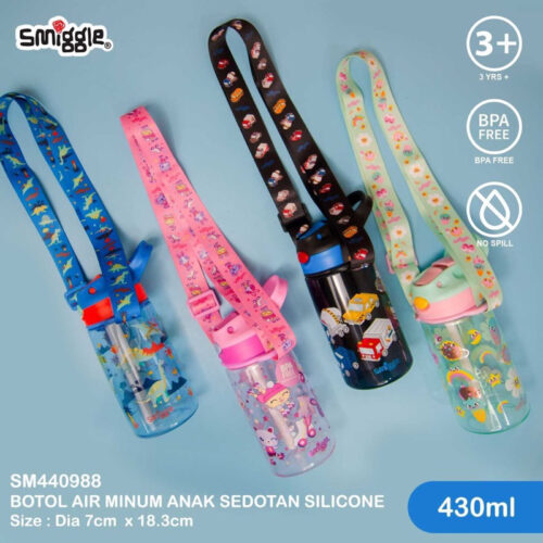 SMIGGLE junior Botol Air Minum Anak Sedotan silicone 430ml dan 750ml