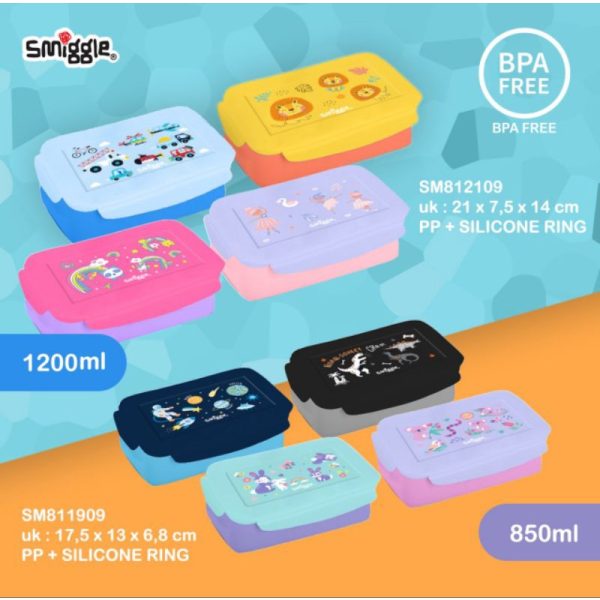 SMIGGLE Teeny Tiny square lunchbox sekat 2 locked 850ml 1.200ml movin 1.000L
