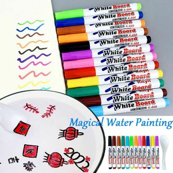Spidol apung ajaib, magic marker floating pen, water based marker, marker viral hits, Spidol ngapung, Spidol papan tulis whiteboard marker, Floating Marker