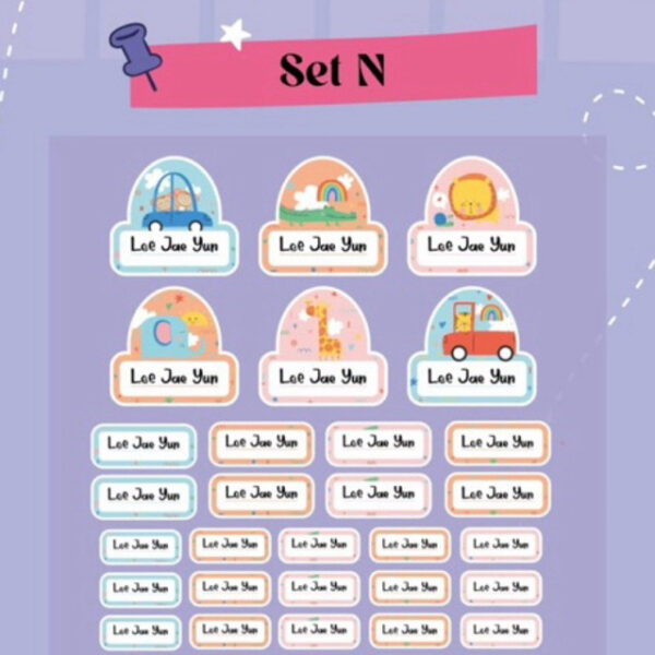 Sticker Nama Custom Karakter Label Nama kustom anak