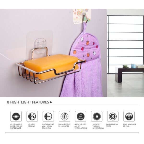 Tempat Sabun Stainless Steel Anti Karat Powerful Tempel Waterproof 3003
