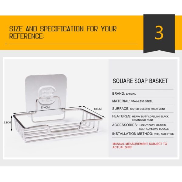 Tempat Sabun Stainless Steel Anti Karat Powerful Tempel Waterproof 3003