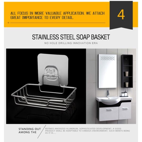 Tempat Sabun Stainless Steel Anti Karat Powerful Tempel Waterproof 3003