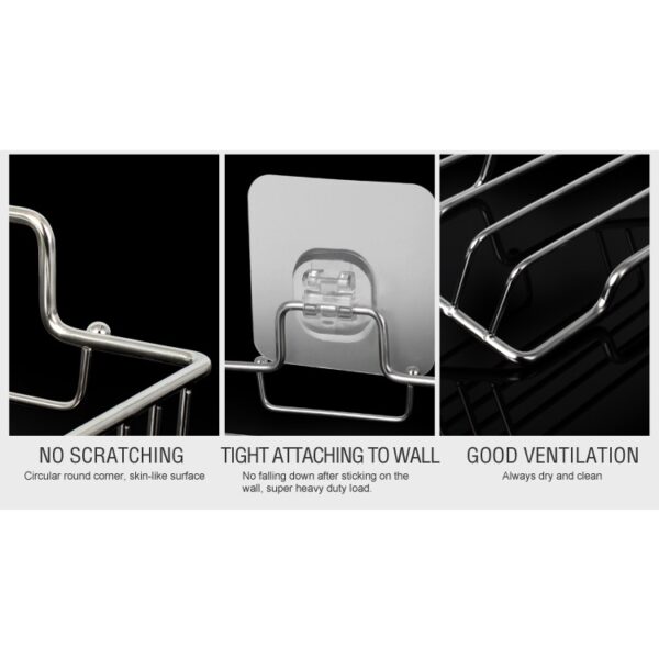 Tempat Sabun Stainless Steel Anti Karat Powerful Tempel Waterproof 3003