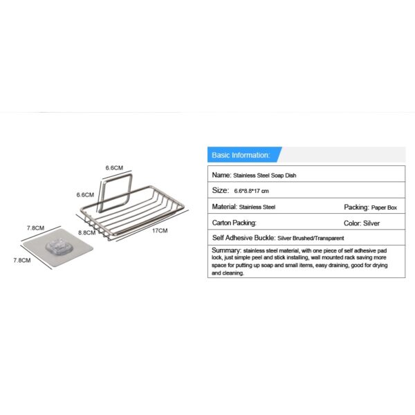 Tempat Sabun Stainless Steel Asli Kuat Rak Sabun Tempel Waterproof - Large 3010