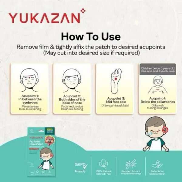 Yukazan Children Flu Relief Nose Patch breath easy Yukazan Cough Relief Medical Patch meredakan Batuk kering dan Hidung tersumbat