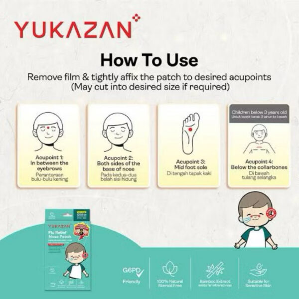 Yukazan Children Flu Relief Nose Patch breath easy Yukazan Cough Relief Medical Patch meredakan Batuk kering dan Hidung tersumbat